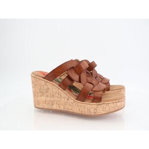 Born Womens Cora Sandal Size 10 Brown Faux Leather Wedge Platform Mule Y2K Shoe